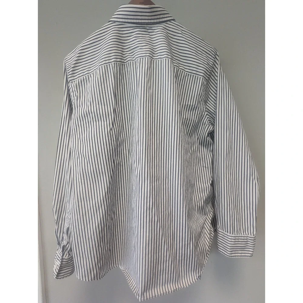 Lauren Ralph Lauren Womens 1X Blue White Striped‎ Cotton Button Front Shirt